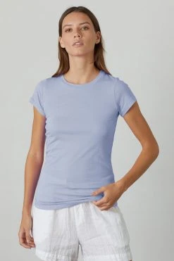 Velvet By Graham & Spencer Womens JEMMA GAUZY WHISPER FITTED CREW NECK TEE