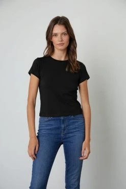 Velvet By Graham & Spencer NINA CROPPED CREW NECK TEE Womens
