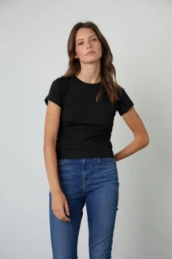 Velvet By Graham & Spencer NINA CROPPED CREW NECK TEE Womens