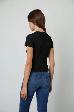 Velvet By Graham & Spencer NINA CROPPED CREW NECK TEE Womens