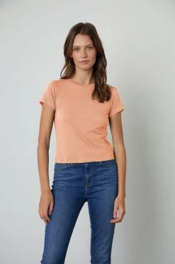 Velvet By Graham & Spencer NINA CROPPED CREW NECK TEE Womens