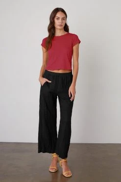 Velvet By Graham & Spencer NINA CROPPED CREW NECK TEE Womens