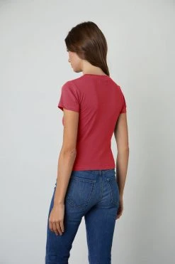Velvet By Graham & Spencer NINA CROPPED CREW NECK TEE Womens