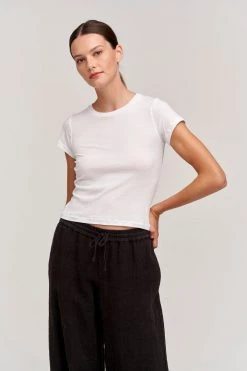 Velvet By Graham & Spencer NINA CROPPED CREW NECK TEE Womens