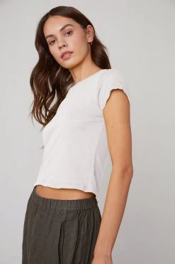 Velvet By Graham & Spencer NINA CROPPED CREW NECK TEE Womens