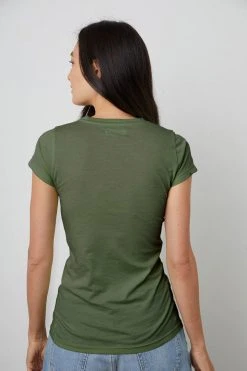 Velvet By Graham & Spencer JEMMA GAUZY WHISPER FITTED CREW NECK TEE