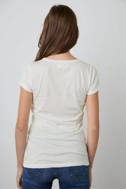 Velvet By Graham & Spencer Womens JEMMA GAUZY WHISPER FITTED CREW NECK TEE