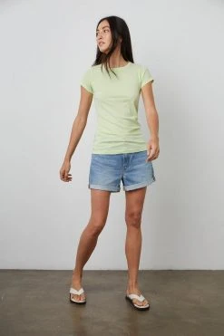 Velvet By Graham & Spencer JEMMA GAUZY WHISPER FITTED CREW NECK TEE