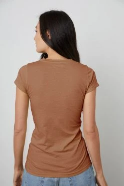 Velvet By Graham & Spencer JEMMA GAUZY WHISPER FITTED CREW NECK TEE