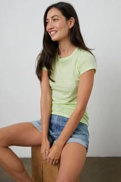 Velvet By Graham & Spencer JEMMA GAUZY WHISPER FITTED CREW NECK TEE