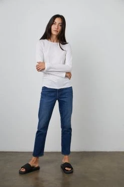 Velvet By Graham & Spencer ZOFINA GAUZY WHISPER FITTED CREW NECK TEE Womens