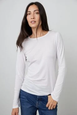 Velvet By Graham & Spencer ZOFINA GAUZY WHISPER FITTED CREW NECK TEE Womens