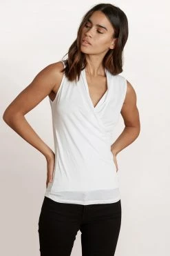 Velvet By Graham & Spencer ADELISE GAUZY WHISPER FITTED WRAP TANK Womens