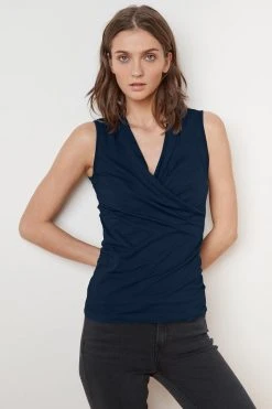 Velvet By Graham & Spencer ADELISE GAUZY WHISPER FITTED WRAP TANK Womens 31 Velvet By Graham & Spencer ADELISE GAUZY WHISPER FITTED WRAP TANK Womens