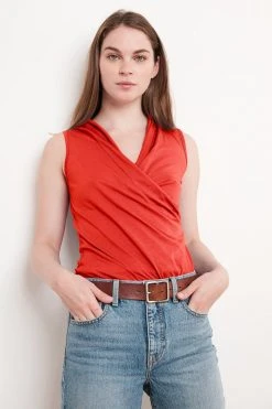 Velvet By Graham & Spencer ADELISE GAUZY WHISPER FITTED WRAP TANK Womens 22 Velvet By Graham & Spencer ADELISE GAUZY WHISPER FITTED WRAP TANK Womens