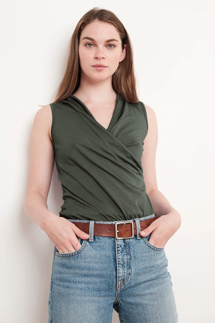 Velvet By Graham & Spencer ADELISE GAUZY WHISPER FITTED WRAP TANK Womens 13 Velvet By Graham & Spencer ADELISE GAUZY WHISPER FITTED WRAP TANK Womens