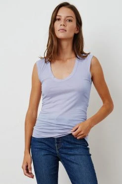 Velvet By Graham & Spencer ESTINA GAUZY WHISPER FITTED TANK TOP