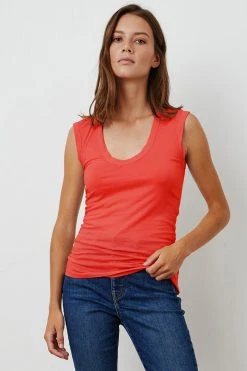 Velvet By Graham & Spencer ESTINA GAUZY WHISPER FITTED TANK TOP