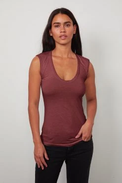 Velvet By Graham & Spencer ESTINA GAUZY WHISPER FITTED TANK TOP
