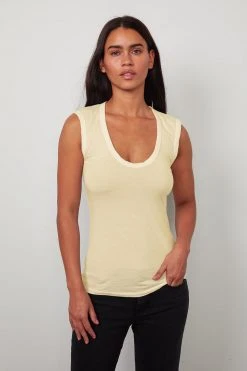 Velvet By Graham & Spencer ESTINA GAUZY WHISPER FITTED TANK TOP