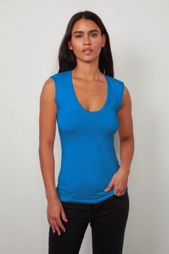 Velvet By Graham & Spencer ESTINA GAUZY WHISPER FITTED TANK TOP