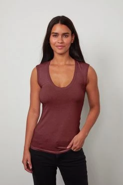 Velvet By Graham & Spencer ESTINA GAUZY WHISPER FITTED TANK TOP