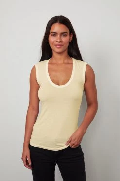 Velvet By Graham & Spencer ESTINA GAUZY WHISPER FITTED TANK TOP