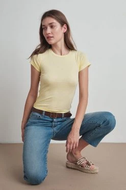Velvet By Graham & Spencer JEMMA GAUZY WHISPER FITTED CREW NECK TEE