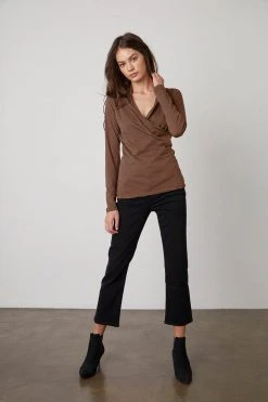 Velvet By Graham & Spencer MERI WRAP FRONT FITTED TOP