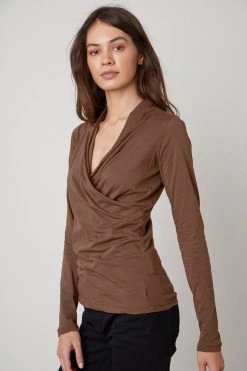 Velvet By Graham & Spencer MERI WRAP FRONT FITTED TOP