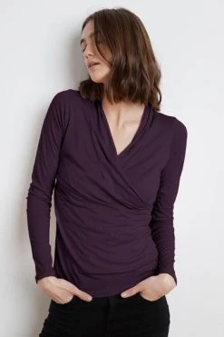 Velvet By Graham & Spencer Womens MERI WRAP FRONT FITTED TOP