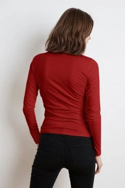 Velvet By Graham & Spencer Womens MERI WRAP FRONT FITTED TOP