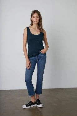 Velvet By Graham & Spencer MOSSY GAUZY WHISPER FITTED TANK Womens