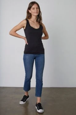 Velvet By Graham & Spencer MOSSY GAUZY WHISPER FITTED TANK Womens