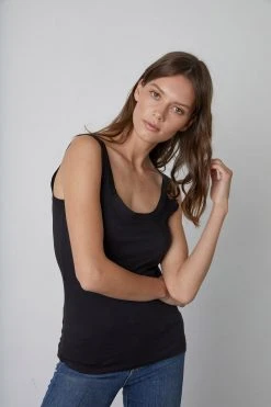 Velvet By Graham & Spencer MOSSY GAUZY WHISPER FITTED TANK Womens