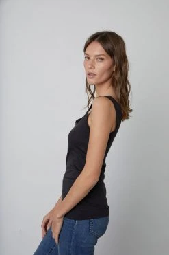 Velvet By Graham & Spencer MOSSY GAUZY WHISPER FITTED TANK Womens