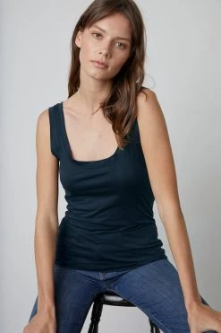 Velvet By Graham & Spencer MOSSY GAUZY WHISPER FITTED TANK Womens