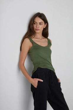 Velvet By Graham & Spencer MOSSY GAUZY WHISPER FITTED TANK