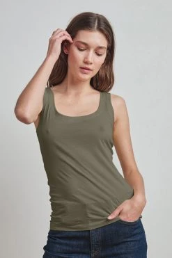 Velvet By Graham & Spencer MOSSY GAUZY WHISPER FITTED TANK Womens