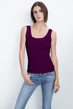 Velvet By Graham & Spencer MOSSY GAUZY WHISPER FITTED TANK