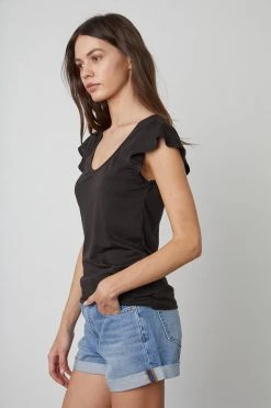 Velvet By Graham & Spencer RASHIDA SCOOP NECK TEE Womens