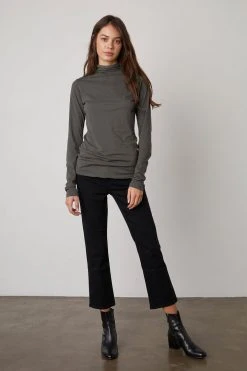 Velvet By Graham & Spencer TALISIA GAUZY WHISPER FITTED MOCK NECK TEE