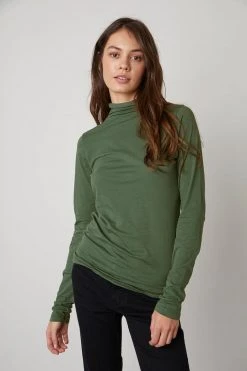 Velvet By Graham & Spencer TALISIA GAUZY WHISPER FITTED MOCK NECK TEE