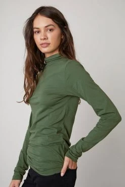 Velvet By Graham & Spencer TALISIA GAUZY WHISPER FITTED MOCK NECK TEE