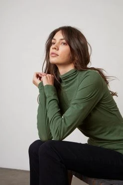 Velvet By Graham & Spencer TALISIA GAUZY WHISPER FITTED MOCK NECK TEE