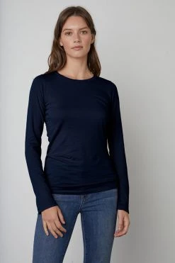Velvet By Graham & Spencer ZOFINA GAUZY WHISPER FITTED CREW NECK TEE Womens