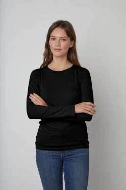 Velvet By Graham & Spencer ZOFINA GAUZY WHISPER FITTED CREW NECK TEE Womens