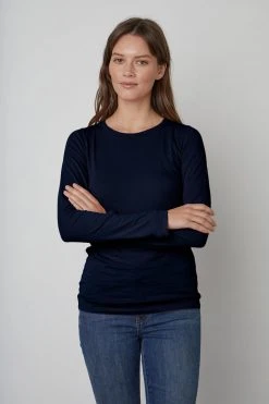 Velvet By Graham & Spencer ZOFINA GAUZY WHISPER FITTED CREW NECK TEE Womens