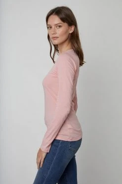 Velvet By Graham & Spencer ZOFINA GAUZY WHISPER FITTED CREW NECK TEE