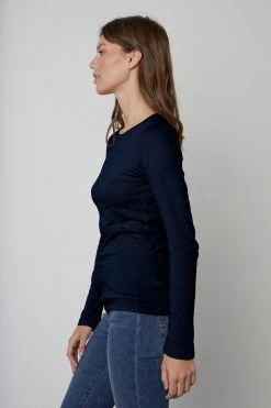 Velvet By Graham & Spencer ZOFINA GAUZY WHISPER FITTED CREW NECK TEE Womens